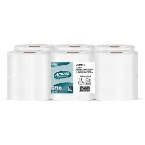 Papel Higiénico Amoos 100% Pura Celulose, ecolabel,75 mt, 2F, 12 rolos